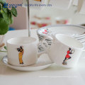6pcs Unique Design Plain Picture Fine Ceramic Indonesia Tea Set, Bone China Coffee Set Wholesale